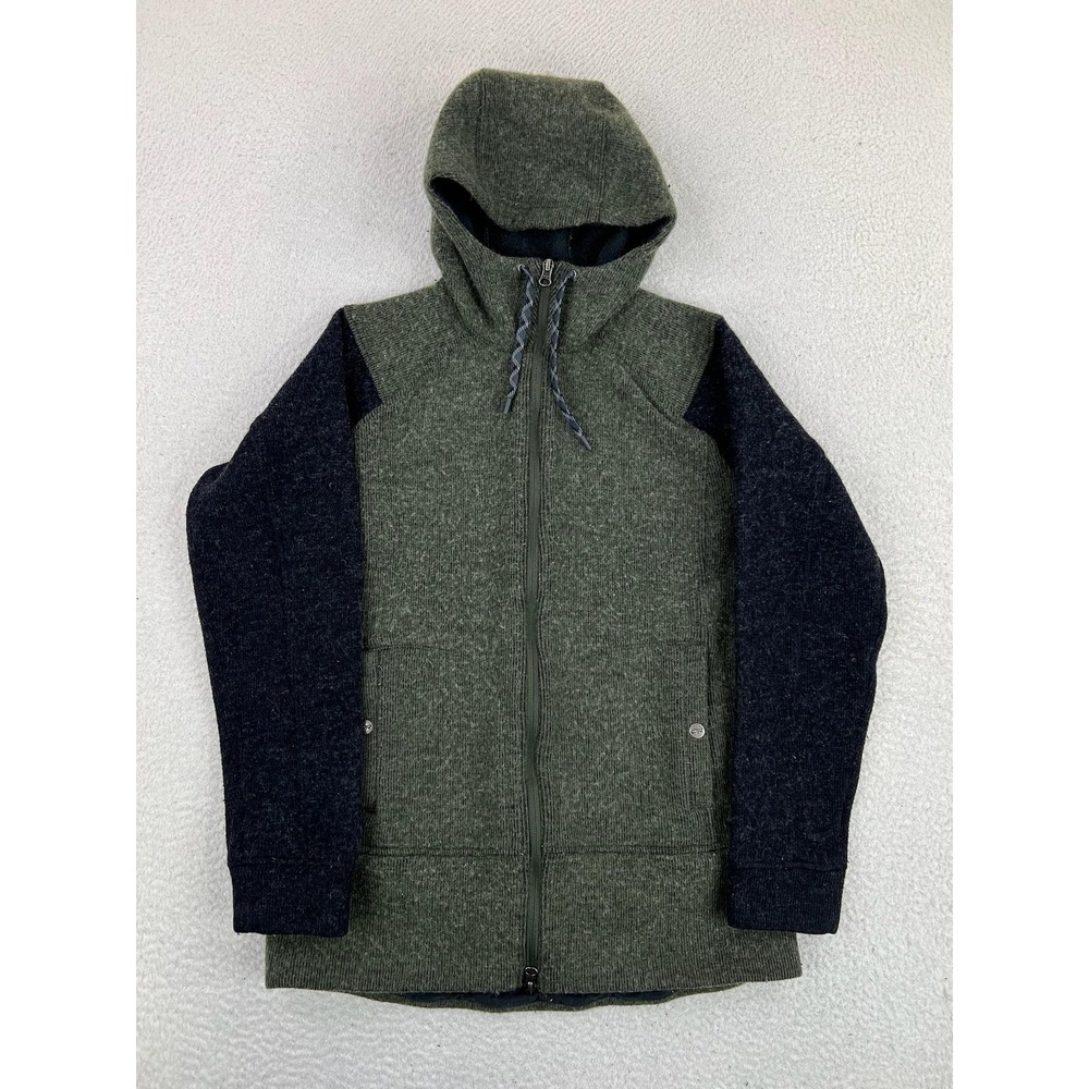 Outdoor Research Flurry Jacket Womens Medium Green Wool Blend Hooded 271481